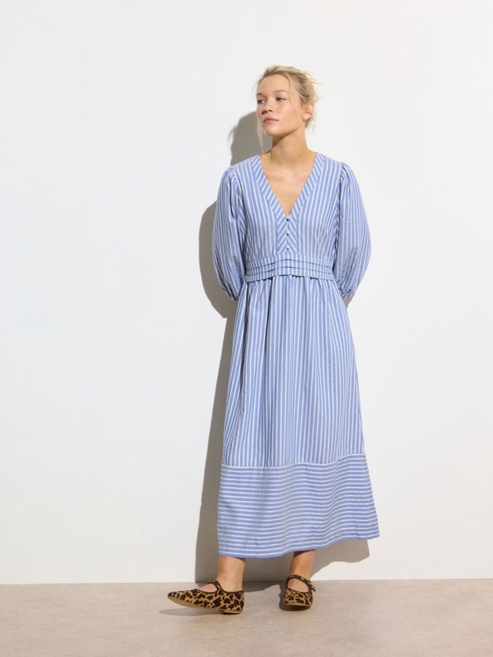 OLIVER BONAS Striped V-Neck Midi Dress